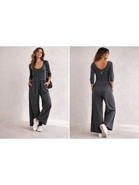 Free People FP Movement Hot shot Wide Leg Onesie Jumpsuit Size Small Athleisure
